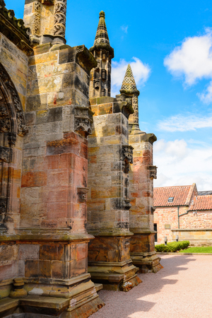 ROSLIN, SCOTLAND - JULY 18, 2016: Rosslyn Chapel (Collegiate Chapel of St Matthew), found by  by William Sinclair. It was mentioned in The Da Vinci Code bookのeditorial素材
