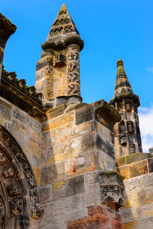 ROSLIN, SCOTLAND - JULY 18, 2016: Rosslyn Chapel (Collegiate Chapel of St Matthew), found by  by William Sinclair. It was mentioned in The Da Vinci Code bookのeditorial素材
