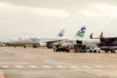 SIEM REAP, CAMBODIA - SEP 26, 2014: Aircrafts in the Siemreap International Airport. It is the...