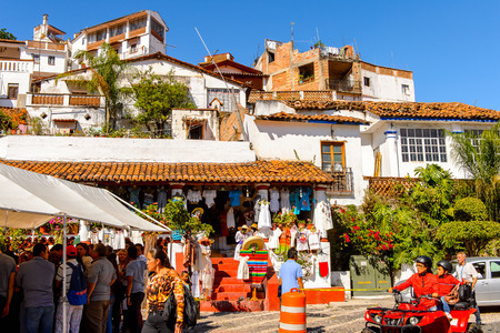 TAXCO, MEXICO - OCT 28, 2016: Beautiful architecture of Taxco, Mexico. The town is known because of its Silver productsのeditorial素材