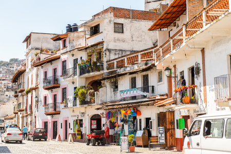 TAXCO, MEXICO - OCT 28, 2016: Architecture and street of Taxco, Mexico. The town is known because of its Silver productsのeditorial素材