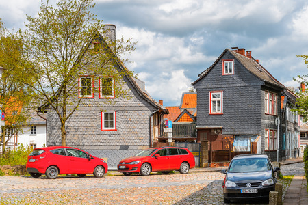 GOSLAR, GERMANY - MAY 4, 2015:  Half-timbered houses in the historic Town of Goslar. Goslar Historic Town is a UNESCO World Heritage siteのeditorial素材