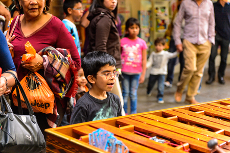 PUEBLA, MEXICO - OCT 30, 2016: Unidentified boy dressed for the Day of the Dead (Dia de los Muertos), national Mexican holiday, UNESCO Intangible Cultural Heritage of Humanityのeditorial素材