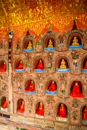 NYAUNGSHWE, MYANMAR - AUG 30, 2016: Interior of a Pagoda in Nyaungshwe township, Myanmar. One of the places of interestのeditorial素材