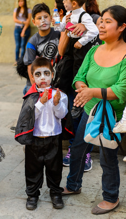 OAXACA, MEXICO - OCT 31, 2016: Unidentified people dressed and painted for the Day of the Dead (Dia de los Muertos), national Mexican holiday, UNESCO Intangible Cultural Heritage of Humanityのeditorial素材