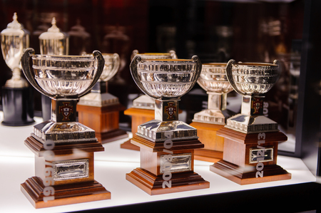 LISBON, PORTUGAL - OCT 17, 2016: Trophies at the Museum of Sport Lisboa e Benfica football club, which is the current Portuguese league championのeditorial素材