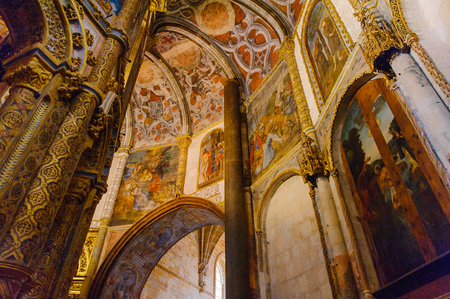 TOMAR, PORTUGAL - OCT 16, 2016: Interior of the round hall of the Convent of Christ in Tomar,Portugal.  UNESCO World Heritage Siteのeditorial素材
