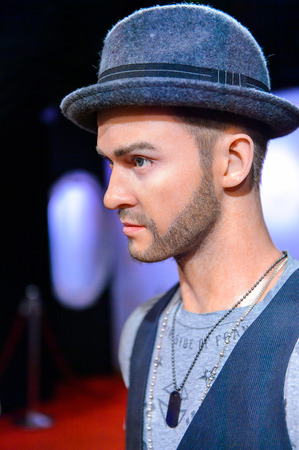 AMSTERDAM, NETHERLANDS - OCT 26, 2016: Justin Timberlake, actor and singer, Madame Tussauds wax museum in Amsterdam. One of the popular touristic attractionsのeditorial素材