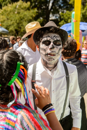 OAXACA, MEXICO - OCT 31, 2016: Unidentified people dressed and painted for the Day of the Dead (Dia de los Muertos), national Mexican holiday, UNESCO Intangible Cultural Heritage of Humanityのeditorial素材