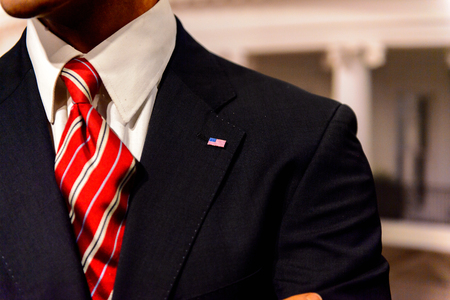 AMSTERDAM, NETHERLANDS - OCT 26, 2016: Barack Obama, 44th president of USA, Madame Tussauds wax museum in Amsterdam. One of the popular touristic attractionsのeditorial素材