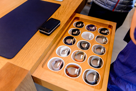 SHANGHAI, CHINA - MAR 31, 2016: Apple watch at the Apple store at the Nanjing Road in Shanghai....