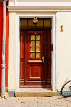 ERFURT, GERMANY  - JUN 16, 2014: House door of the central streets of the city of Erfurt, Germany. Erfurt is the Capital of Thuringia and the city was first mentioned in 742のeditorial素材