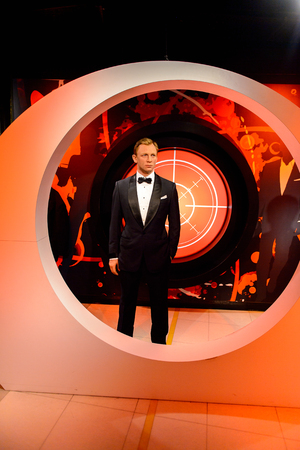 AMSTERDAM, NETHERLANDS - OCT 26, 2016: James Bond 007 agent,  Madame Tussauds wax museum in Amsterdam. One of the popular touristic attractionsのeditorial素材