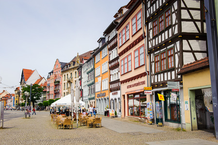 ERFURT, GERMANY  - JUN 16, 2014: Architecture of the city of Erfurt, Germany. Erfurt is the Capital of Thuringia and the city was first mentioned in 742のeditorial素材