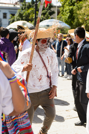 OAXACA, MEXICO - OCT 31, 2016: Unidentified people dance and celebrate the Day of the Dead (Dia de los Muertos), national Mexican holiday, UNESCO Intangible Cultural Heritage of Humanityのeditorial素材