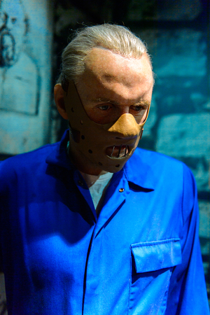 AMSTERDAM, NETHERLANDS - OCT 26, 2016: Anthony Hopkins as Dr. Hannibal Lecter, Madame Tussauds wax museum in Amsterdam. One of the popular touristic attractionsのeditorial素材