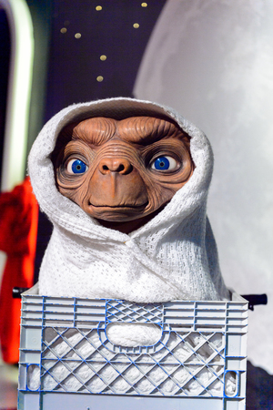 AMSTERDAM, NETHERLANDS - OCT 26, 2016: Alien ET at the Madame Tussauds wax museum in Amsterdam. One of the popular touristic attractionsのeditorial素材