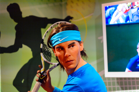 AMSTERDAM, NETHERLANDS - OCT 26, 2016: Rafael Rafa Nadal, Spanish professional tennis player, Madame Tussauds wax museum in Amsterdam. One of the popular touristic attractionsのeditorial素材
