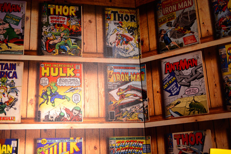 AMSTERDAM, NETHERLANDS - OCT 26, 2016: Marvel comics books, Madame Tussauds wax museum in Amsterdam. One of the popular touristic attractionsのeditorial素材