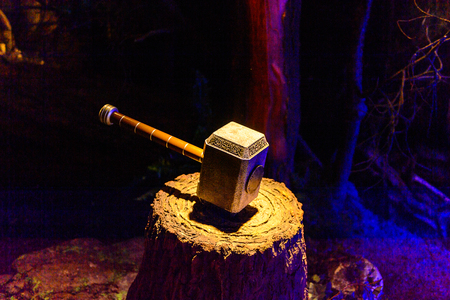 AMSTERDAM, NETHERLANDS - OCT 26, 2016: Thor's Hammer, Marvel section, Madame Tussauds wax museum in Amsterdam. One of the popular touristic attractionsのeditorial素材