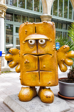 ERFURT, GERMANY  - JUN 16, 2014: Spunch Bob statue of the city of Erfurt, Germany. Erfurt is the Capital of Thuringia and the city was first mentioned in 742のeditorial素材