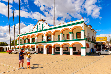 SANTA MARIA DEL TULE, MEXICO - OCT 31, 2016: CIty hall of Santa Maria del Tule, Mexico, Valles Centrales region. The name comes from the Nahuatl word 'tulle' which means bulrushのeditorial素材