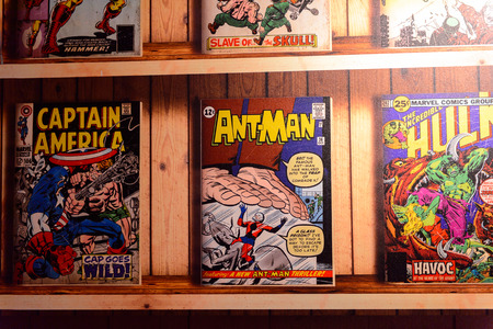 AMSTERDAM, NETHERLANDS - OCT 26, 2016: Marvel comics books, Madame Tussauds wax museum in Amsterdam. One of the popular touristic attractionsのeditorial素材