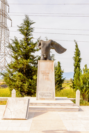 THERMOPYLAE, GREECE - APR 22, 2-16:  Memorial to the 300 spartans, Thermopylae, Greece.のeditorial素材