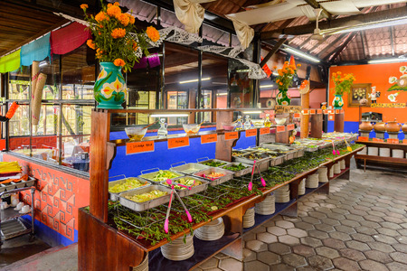 OAXACA, MEXICO - NOV 1, 2016: Vegetables and salads in the Restaurant La Choza del Chef in Oaxaca, the place with national Mexican foodのeditorial素材