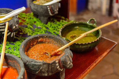 OAXACA, MEXICO - NOV 1, 2016: Ingridients in the Restaurant La Choza del Chef in Oaxaca, the place with national Mexican foodのeditorial素材