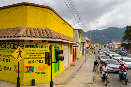 SAN CRISTOBAL DE LAS CASAS, MEXICO - NOV 1, 2016: Street in San Cristobal de las Casas, town located in the Central Highlands region of the  state of Chiapas, Mexicoのeditorial素材