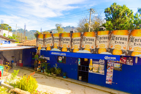SAN CRISTOBAL DE LAS CASAS, MEXICO - NOV 1, 2016: Typical street of San Cristobal de las Casas, town located in the Central Highlands region of the  state of Chiapas, Mexicoのeditorial素材