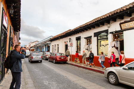 SAN CRISTOBAL DE LAS CASAS, MEXICO - NOV 1, 2016: Street and architecture of San Cristobal de las Casas, town located in the Central Highlands region of the  state of Chiapas, Mexicoのeditorial素材