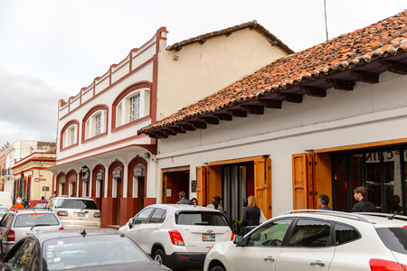 SAN CRISTOBAL DE LAS CASAS, MEXICO - NOV 1, 2016: Street and architecture of San Cristobal de las Casas, town located in the Central Highlands region of the  state of Chiapas, Mexicoのeditorial素材