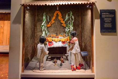 MEXICO CITY, MEX - OCT 27, 2016: Recreation of the past life in the National Museum of Anthropology (Museo Nacional de Antropologia, MNA), the largest and most visited museum in Mexicoのeditorial素材
