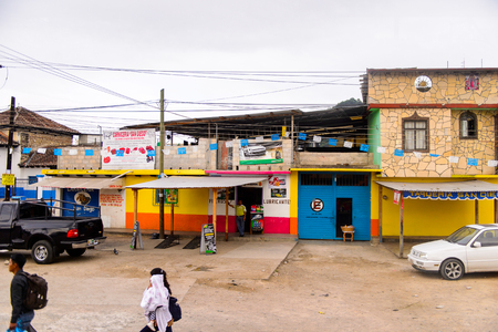 SAN CRISTOBAL DE LAS CASAS, MEXICO - NOV 1, 2016:  Typical houses of San Cristobal de las Casas, town located in the Central Highlands region of the  state of Chiapas, Mexicoのeditorial素材