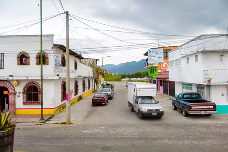 SAN CRISTOBAL DE LAS CASAS, MEXICO - NOV 1, 2016: Colorful architecture of San Cristobal de las Casas, town located in the Central Highlands region of the  state of Chiapas, Mexicoのeditorial素材