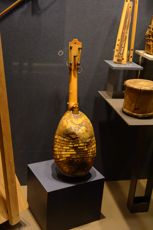 MEXICO CITY, MEX - OCT 27, 2016: Music instruments in the National Museum of Anthropology (Museo Nacional de Antropologia, MNA), the largest and most visited museum in Mexicoのeditorial素材