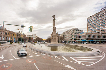 MADRID, SPAIN - JAN 29, 2015: Cristopher Columbus monument, Madrid, Spain, Madrid is the capital and the largest city of Spain,のeditorial素材