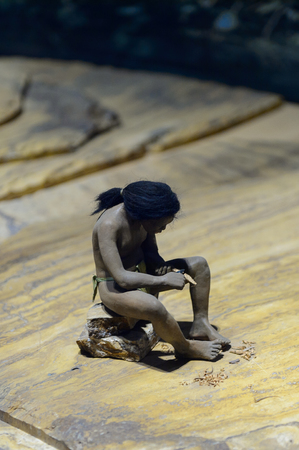 MEXICO CITY, MEX - OCT 27, 2016: Imitation of the past life in the National Museum of Anthropology (Museo Nacional de Antropologia, MNA), the largest and most visited museum in Mexicoのeditorial素材