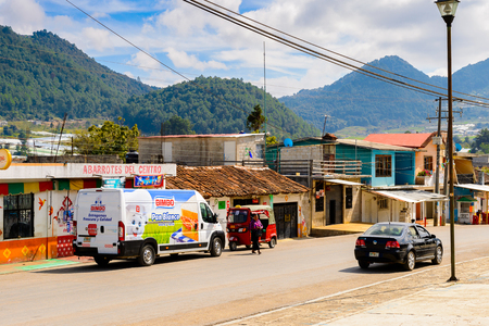 ZINACANTAN, MEXICO - NOV 2, 2016: Houses in Zinacantan, state of Chiapas, Mexico. The town is inhabited by the indigenous Tzotzil Maya peopleのeditorial素材