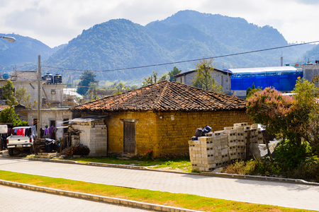 ZINACANTAN, MEXICO - NOV 2, 2016: Small house near Zinacantan, state of Chiapas, Mexico. The town is inhabited by the indigenous Tzotzil Maya peopleのeditorial素材