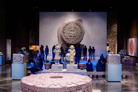 MEXICO CITY, MEX - OCT 27, 2016: Interior of the National Museum of Anthropology (Museo Nacional de Antropologia, MNA), the largest and most visited museum in Mexicoのeditorial素材