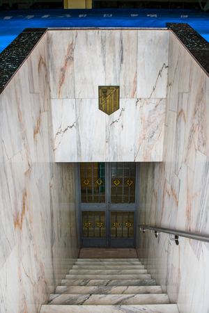 MADRID, SPAIN - FEB 11, 2015: Vicente Calderon Football Stadium. It's the home stadium of La Liga football club Atletico Madridのeditorial素材