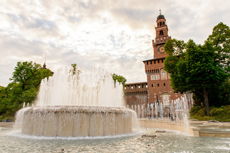 MILAN, ITALY - MAY 2, 2016: Sforza Castle (Castello Sforzesco), a castle in Milan, Italy. It was built in the 15th century by Francesco Sforza, Duke of Milanのeditorial素材