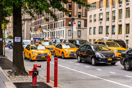 NEW YORK, USA - SEP 22, 2015: Architecture of the Eighth avenue (Manhattan). 8 avenue begins in the West Village neighborhood at Abingdon Squareのeditorial素材