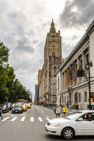 NEW YORK, USA - SEP 22, 2015: Architecture of the Eighth avenue (Manhattan). 8 avenue begins in the West Village neighborhood at Abingdon Squareのeditorial素材