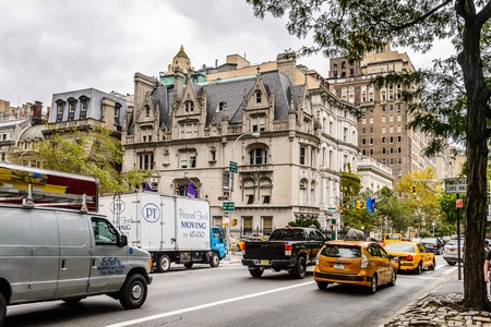NEW YORK, USA - SEP 22, 2015: Architecture of the Fifth avenue, 10.0 km. It stretches from West 143rd Street in Harlem to Washington Square North at Washington Square Park in Greenwich Villageのeditorial素材