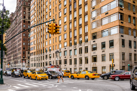 NEW YORK, USA - SEP 22, 2015: Architecture of the Eighth avenue (Manhattan). 8 avenue begins in the West Village neighborhood at Abingdon Squareのeditorial素材