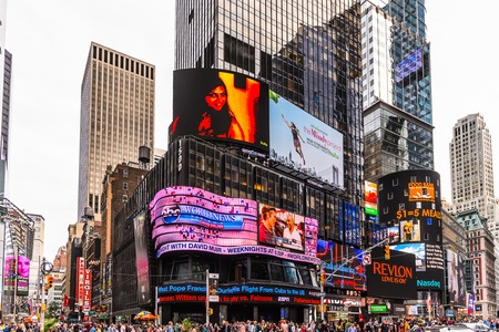 NEW YORK, USA - SEP 22, 2015: ABC news screen at the Times Square, a major commercial neighborhood in Midtown Manhattan, New York Cityのeditorial素材